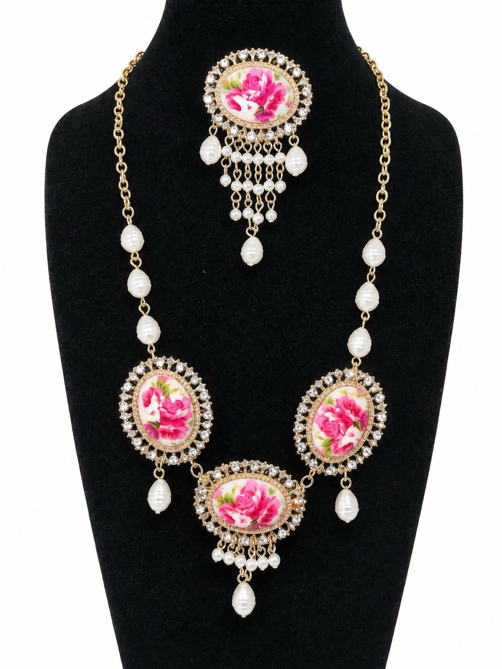Vintage Floral Victorian Necklace & Brooch Set